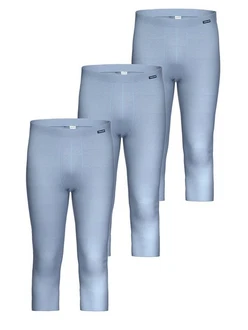 Ammann Lange Unterhose 3er Pack Day Classic Hellblau/Blau/Grau