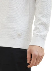 TOM TAILOR Strickpullover mit Logo-Badge Weiß/Creme/Schwarz