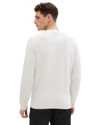 TOM TAILOR Strickpullover mit Logo-Badge Weiß/Creme/Schwarz