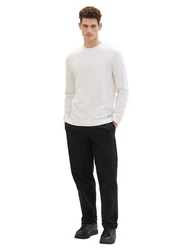 TOM TAILOR Strickpullover mit Logo-Badge Weiß/Creme/Schwarz