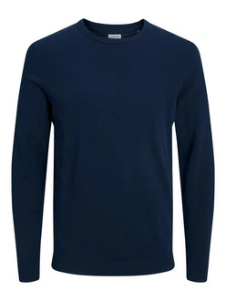 Jack & Jones Strickpullover JJEBASIC KNIT CREW NECK Blau Jack & Jones Strickpullover JJEBASIC KNIT CREW NECK Blau