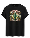 RMK T-Shirt Herren Basic Rundhals mit Mexico Tijuana Print Schwarz/Beige/Dunkelgrün/Rot/Gelb/Grün/Dunkelblau