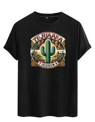 RMK T-Shirt Herren Basic Rundhals mit Mexico Tijuana Print Schwarz/Beige/Dunkelgrün/Rot/Gelb/Grün/Dunkelblau