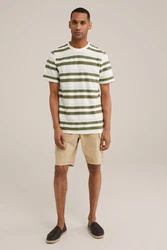 WE Fashion T-Shirt Dunkelgrün/Khaki/Beige