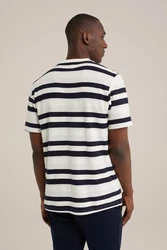 WE Fashion T-Shirt Dunkelblau/Weiß/Creme/Schwarz