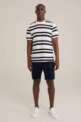 WE Fashion T-Shirt Dunkelblau/Weiß/Creme/Schwarz