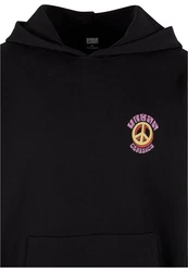 URBAN CLASSICS Sweatshirt Big Peace Hoody Schwarz/Dunkelblau/Lila
