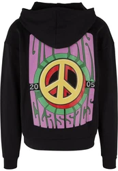 URBAN CLASSICS Sweatshirt Big Peace Hoody Schwarz/Dunkelblau/Lila