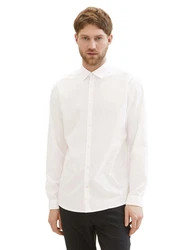 TOM TAILOR Hemd Poplin mit Manschetten Weiß/Creme/Schwarz