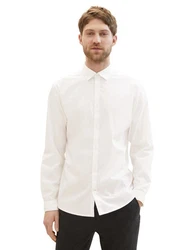 TOM TAILOR Hemd Poplin mit Manschetten Weiß/Creme/Schwarz
