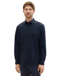 TOM TAILOR Hemd Poplin mit Manschetten Dunkelblau/Hellblau