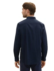 TOM TAILOR Hemd Poplin mit Manschetten Dunkelblau/Hellblau