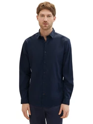 TOM TAILOR Hemd Poplin mit Manschetten Dunkelblau/Hellblau