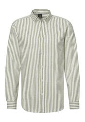 John Devin Langarmhemd Regular Fit mit Button-down-Kragen Khaki/Türkis/Grün