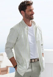 John Devin Langarmhemd Regular Fit mit Button-down-Kragen Khaki/Türkis/Grün