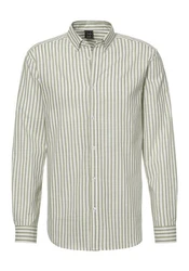 John Devin Langarmhemd Regular Fit mit Button-down-Kragen Khaki/Türkis/Grün