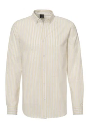 Langarmhemd Regular Fit Streifenhemd mit Button-down-Kragen, aus reiner Baumwolle