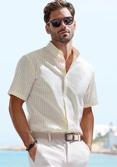 John Devin Kurzarmhemd Regular Fit Button-down-Kragen Gelb/Creme/Rot/Weiß John Devin Kurzarmhemd Regular Fit Button-down-Kragen Gelb/Creme/Rot/Weiß