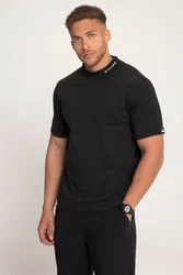 STHUGE T-Shirt Halbarm Stehkragen Schwarz