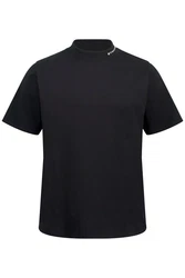 STHUGE T-Shirt Halbarm Stehkragen Schwarz