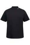 STHUGE T-Shirt Halbarm Stehkragen Schwarz