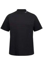 STHUGE T-Shirt Halbarm Stehkragen Schwarz