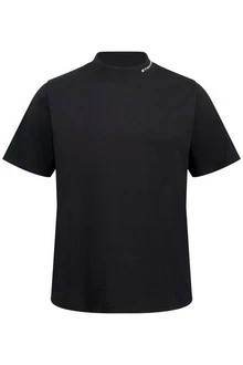 STHUGE T-Shirt Halbarm Stehkragen Schwarz