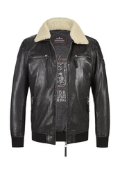 Milestone Lederjacke MSBen Schwarz/Creme/Dunkelgrün/Dunkelbraun
