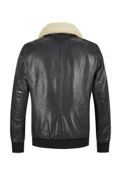 Milestone Lederjacke MSBen Schwarz/Creme/Dunkelgrün/Dunkelbraun