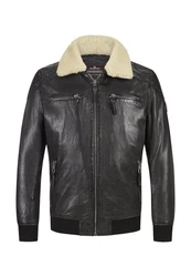 Milestone Lederjacke MSBen Schwarz/Creme/Dunkelgrün/Dunkelbraun