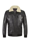 Milestone Lederjacke MSBen Schwarz/Creme/Dunkelgrün/Dunkelbraun
