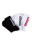 HUGO Freizeitsocken QS BACK LABEL 3P (3er Pack) Schwarz/Weiß/Rot/Braun