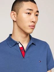 Tommy Hilfiger Flag Under Placket REG Polo Langarm T-Shirt MW0MW31684 blau