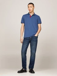 Tommy Hilfiger Flag Under Placket REG Polo Langarm T-Shirt MW0MW31684 blau
