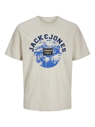Jack & Jones T-Shirt JorPalms Regular-Fit Basic Khaki/Braun