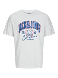 Jack & Jones T-Shirt JorPalms Regular-Fit Basic Blau/Weiß/Hellblau