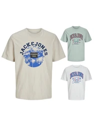 Jack & Jones T-Shirt JorPalms Regular-Fit Basic Blau/Weiß/Hellblau