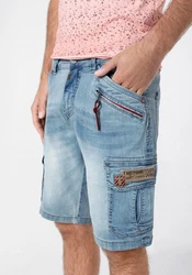 Timezone Cargoshorts Shorts Kurze Denim Mid Waist Jeansshorts (7313) Hellblau (7313)