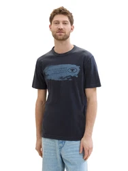 TOM TAILOR T-Shirt Print-Shirt Dunkelblau/Blau