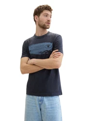 TOM TAILOR T-Shirt Print-Shirt Dunkelblau/Blau