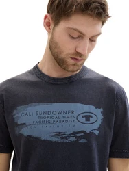 TOM TAILOR T-Shirt Print-Shirt Dunkelblau/Blau