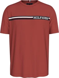 Tommy Hilfiger T-Shirt BT-CHEST STRIPE TEE-B Groe Gren mit Logostickerei Rot/Orange
