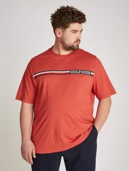 Tommy Hilfiger T-Shirt BT-CHEST STRIPE TEE-B Groe Gren mit Logostickerei Rot/Orange