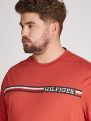 Tommy Hilfiger T-Shirt BT-CHEST STRIPE TEE-B Groe Gren mit Logostickerei Rot/Orange