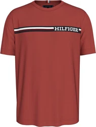 Tommy Hilfiger T-Shirt BT-CHEST STRIPE TEE-B Groe Gren mit Logostickerei Rot/Orange