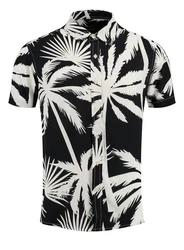 Key Largo Kurzarmhemd MSH PALMS Schwarz/Beige/Blau/Dunkelblau
