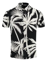 Key Largo Kurzarmhemd MSH PALMS Schwarz/Beige/Blau/Dunkelblau