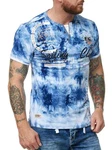 L.gonline Herren T-Shirt mit Knopfleiste Blau