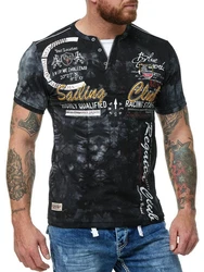 L.gonline Herren T-Shirt mit Knopfleiste 