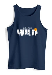 Tanktop Herren Tank-Top Brustprint Bedruckt Into the Wild Schriftzug Outdoor mit Print